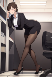 elegant, graceful, woman, milf, office lady, dress, pantyhose, high heels, extre s-1753580294.png