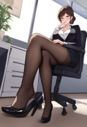 elegant, graceful, woman, milf, office lady, dress, pantyhose, high heels, extre s-568916532.png